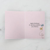 Dochter's Verjaardag met glitterbloemen Kaart (Binnen)