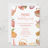 Dochter's verjaardag picknick in het park uitnodig kaart (Voorkant)