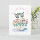 Dochters Verjaardag Schattigee kitten Naam en foto Kaart (Staand voorkant)