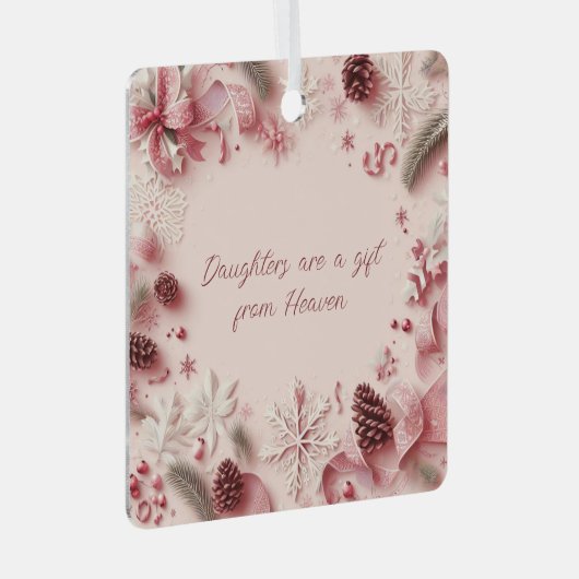 Dochters zijn geschenk uit de hemel kerstversierin metalen ornament (Voorkant Rechts)