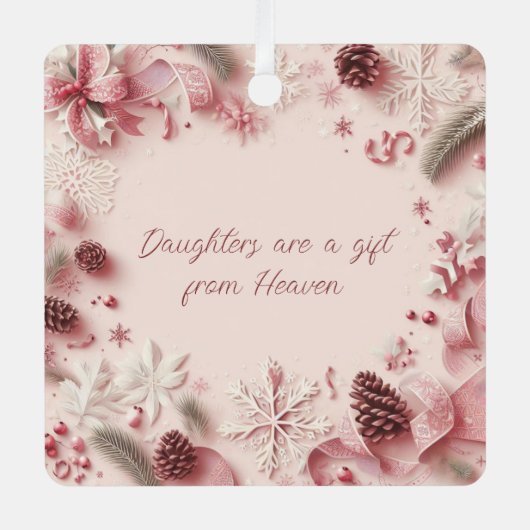 Dochters zijn geschenk uit de hemel kerstversierin metalen ornament (Voorkant)