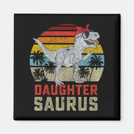 Dochtersaurus Trex Dinosaur Dochter Saurus Familie Magneet (Voorkant)
