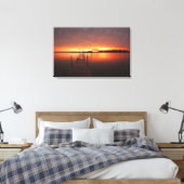 Dock bij zonsondergang op het Minnetonka-meer, MN. Canvas Afdruk (Insitu (Slaapkamer))