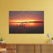 Dock bij zonsondergang op het Minnetonka-meer, MN. Canvas Afdruk (Insitu (Woonkamer))