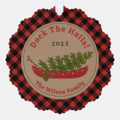 Dock De Zalen Kano Kerstboom Foto Plaid Ornament Kaart (Voorkant)