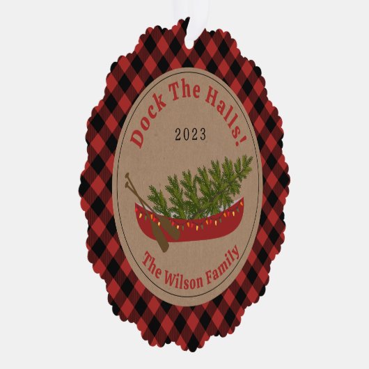 Dock De Zalen Kano Kerstboom Foto Plaid Ornament Kaart (Rechts)