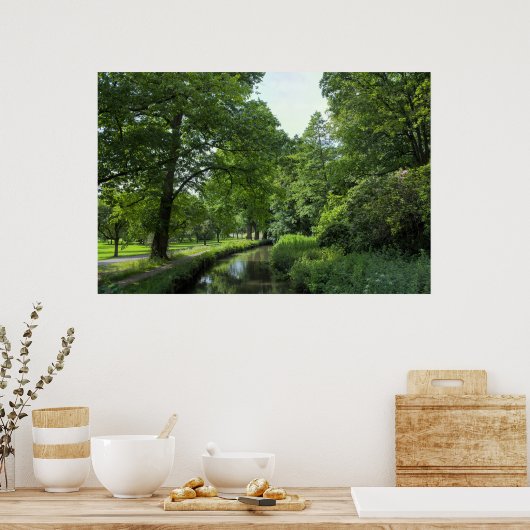 Dock Feeder Canal, Bute Park, Cardiff, Wales. Poster (Keuken)