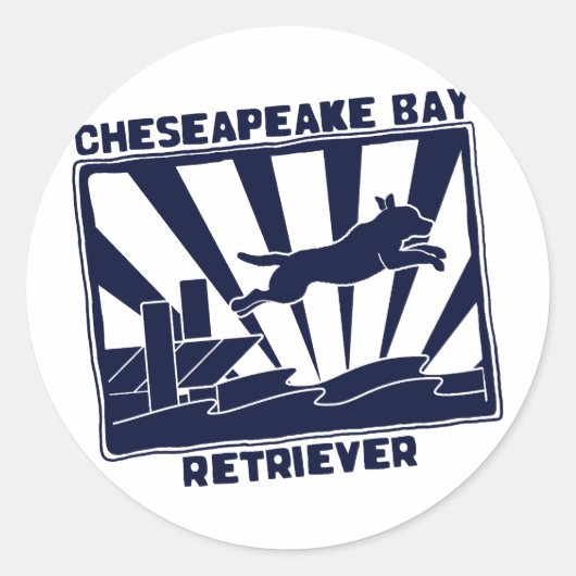 Dock Jumping Chesapeake Bay Retriever Ronde Sticker (Voorkant)