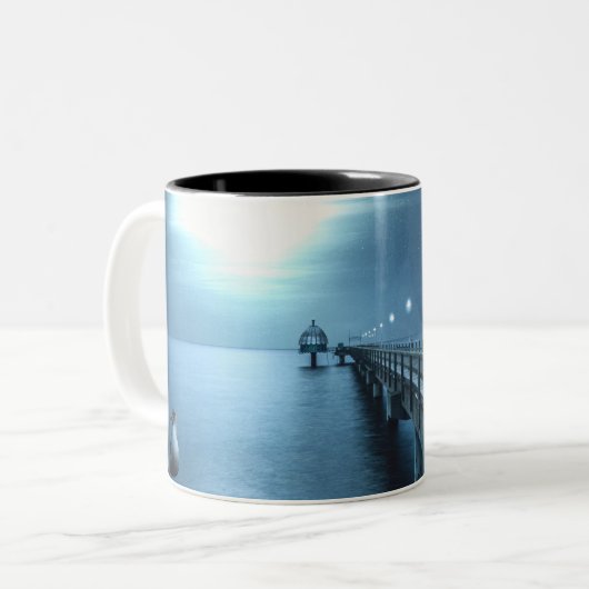 Dock op de Bay Evening Tweekleurige Koffiemok (Voorkant links)