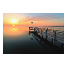 Dock op de zonnewateren foto afdruk