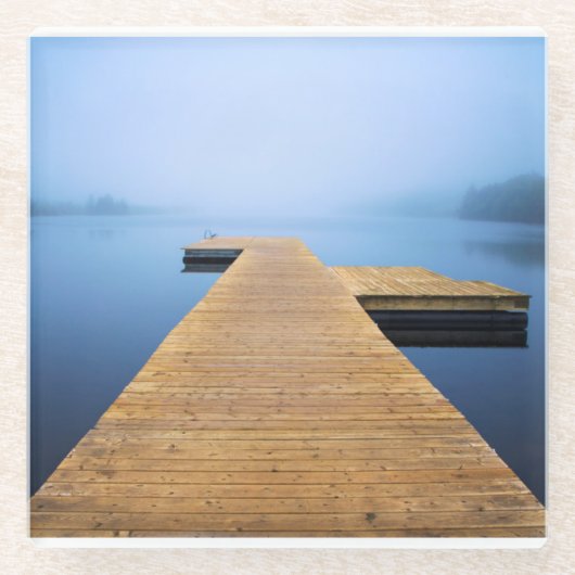 Dock op het meer glazen onderzetter (Voorkant)