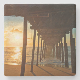 Dock op zonsopgang stenen onderzetter