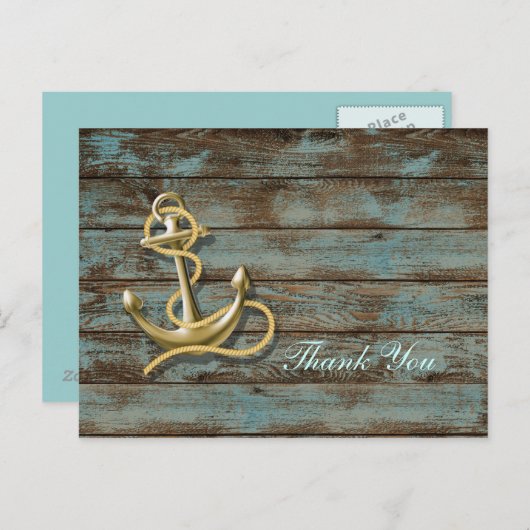 Dock Wood Beach Anker nautische bruiloft dank u Briefkaart (Voorkant / Achterkant)