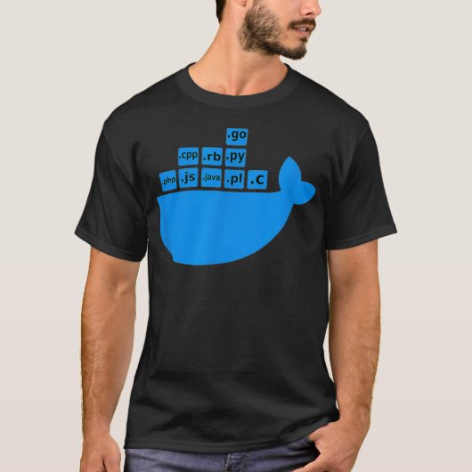 Docker Js C Gloriby Ruby Python Hackathon Tech T-shirt (Voorkant)