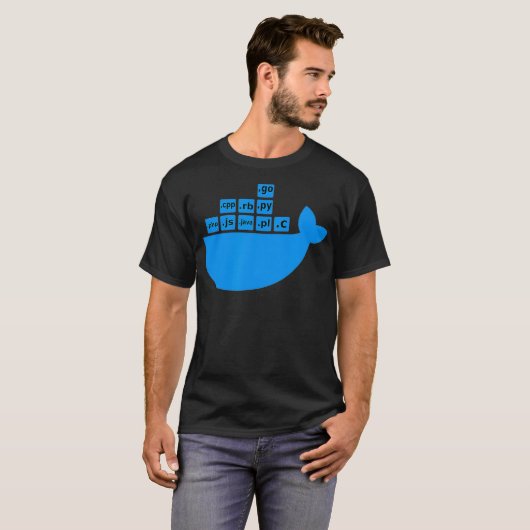 Docker Js C Golang Ruby Python Hackathon Tech Star T-shirt (Voorkant volledig)