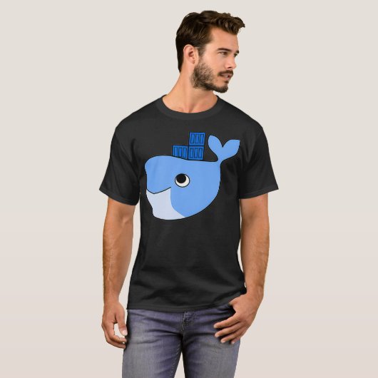 Docker Swarm Container Blue Whale Hackathon Tec T-shirt (Voorkant volledig)