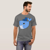 Docker Swarm Container op Blue Whale Hackathon T-shirt (Voorkant volledig)
