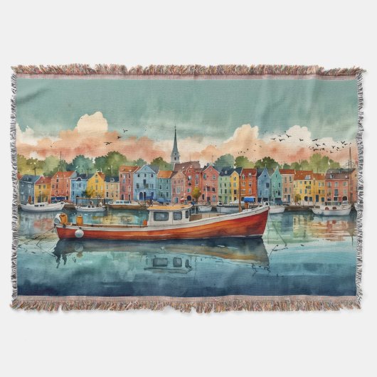 Docking Boats Gooi Deken (Voorkant)