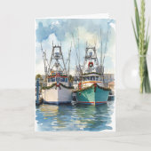 Dockside Cheer – Coastal Boats Seasonal Card Kaart (Voorkant)