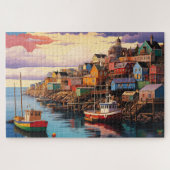 🌅Dockside Drama: Seaside Town Legpuzzel (Horizontaal)