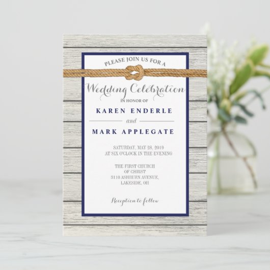 Dockside Touw Rustieke Bruiloft Kaart (Staand voorkant)