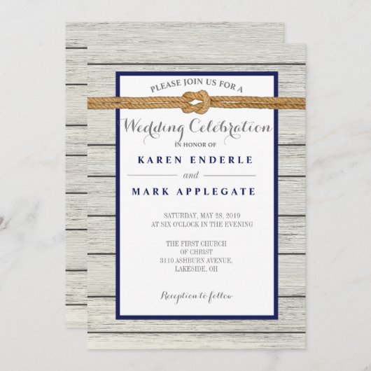 Dockside Touw Rustieke Bruiloft Kaart (Voorkant / Achterkant)