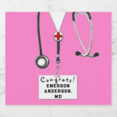 Doctor Afstuderen Medische School Mousserende Wijn Sparkling Wijnetiket (Enkel label)