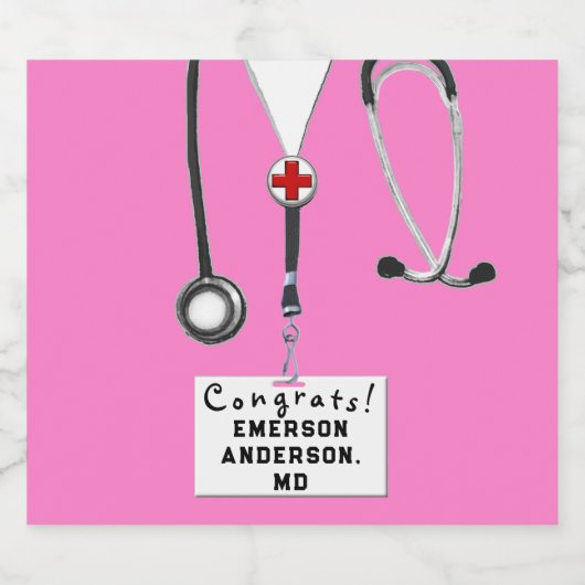 Doctor Afstuderen Medische School Mousserende Wijn Sparkling Wijnetiket (Enkel label)