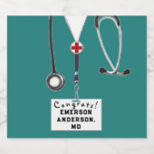 Doctor Afstuderen Medische School Sparkling Wijnetiket (Enkel label)