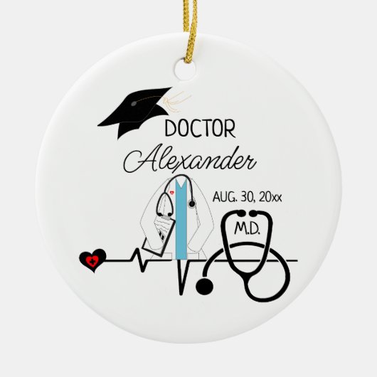 Doctor Afstuderen Medische Student Afstudeerder Ke Keramisch Ornament (Voorkant)