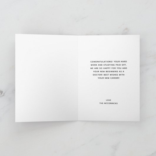 Doctor Afstuderen Scrub Coat Gefeliciteerd Kaart (Binnen)