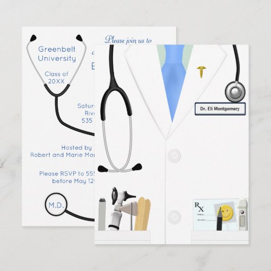 Doctor Afstuderen Uitnodiging tot vieren (Voorkant / Achterkant)