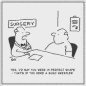 Doctor and Patient in Doctor's Surgery - Funny Sticker (Voorkant)