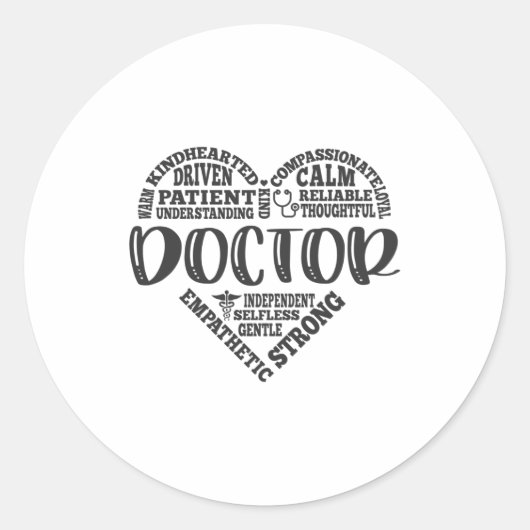 Doctor, arts, MD, PCP hart Ronde Sticker (Voorkant)