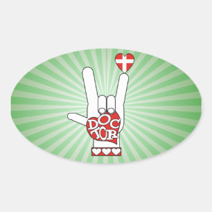 DOCTOR ASL SIGN IK HOOR VAN JE - HART - MEDISCH KR OVALE STICKER