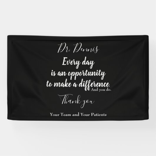 Doctor Bedankt Banner Quote Black White Typografie (Horizontaal)