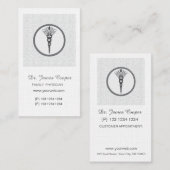 Doctor Benoeming grijs gespikkelde linnen Afsprakenkaartje (Voorkant / Achterkant)