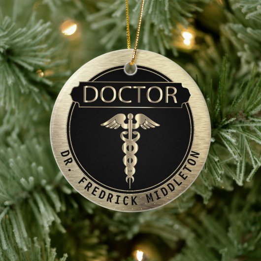 Doctor 👨 ⚕️ - Black and Gold Keramisch Ornament (Boom)