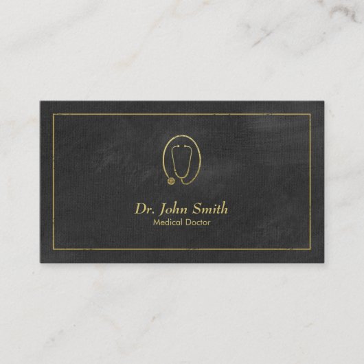 Doctor, Black Canvas Golden Lijst & Stethoscoop Afsprakenkaartje (Voorkant)