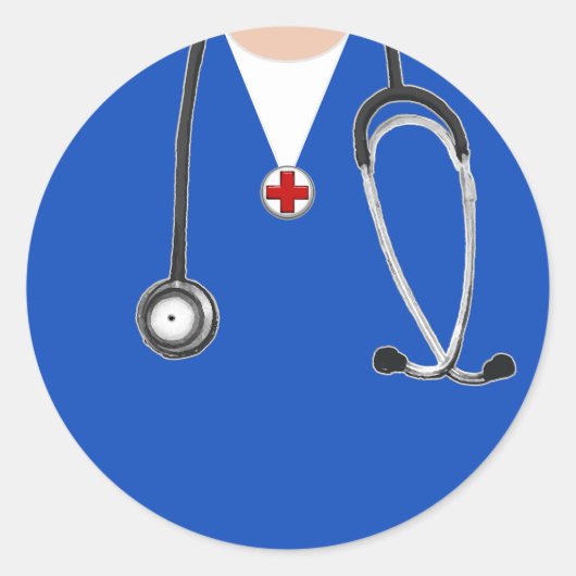 Doctor Blue Scrubs Ronde Sticker (Voorkant)