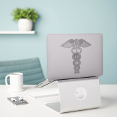 Doctor Caduceus Grey Sticker (Laptop op bureau)