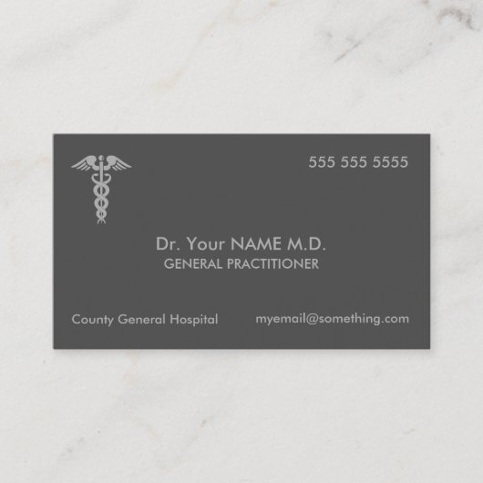 Doctor Caduceus Grey Visitekaartje (Voorkant)