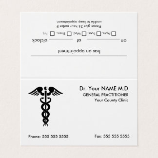 Doctor Caduceus White Afspraak Visitekaartje