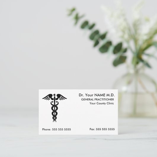 Doctor Caduceus White Benoeming Visitekaartje (Staand voorkant)
