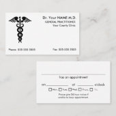 Doctor Caduceus White Benoeming Visitekaartje (Voorkant / Achterkant)