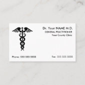 Doctor Caduceus White Benoeming Visitekaartje (Voorkant)