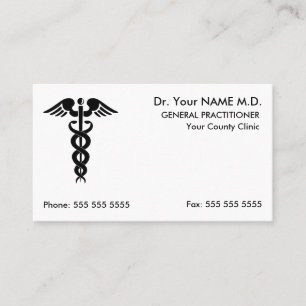 Doctor Caduceus White Benoeming Visitekaartje