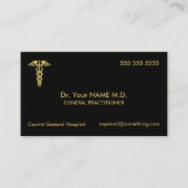 Doctor Caduceus Zwart en Goud Visitekaartje (Voorkant)