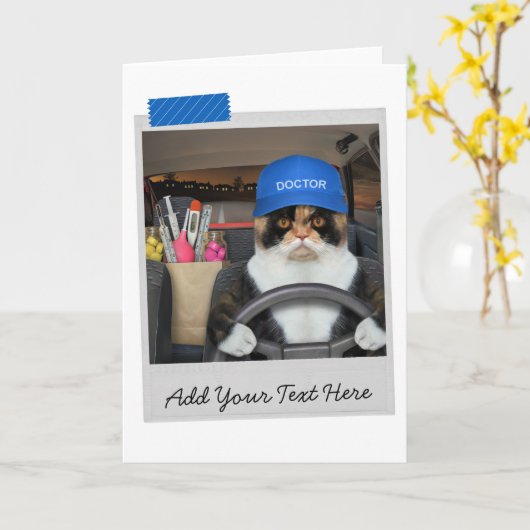 Doctor Calico Cat Funny Card Kaart (Gele Bloem)