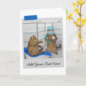 Doctor Cat COVID Vaccination Funny Kaart (Gele Bloem)